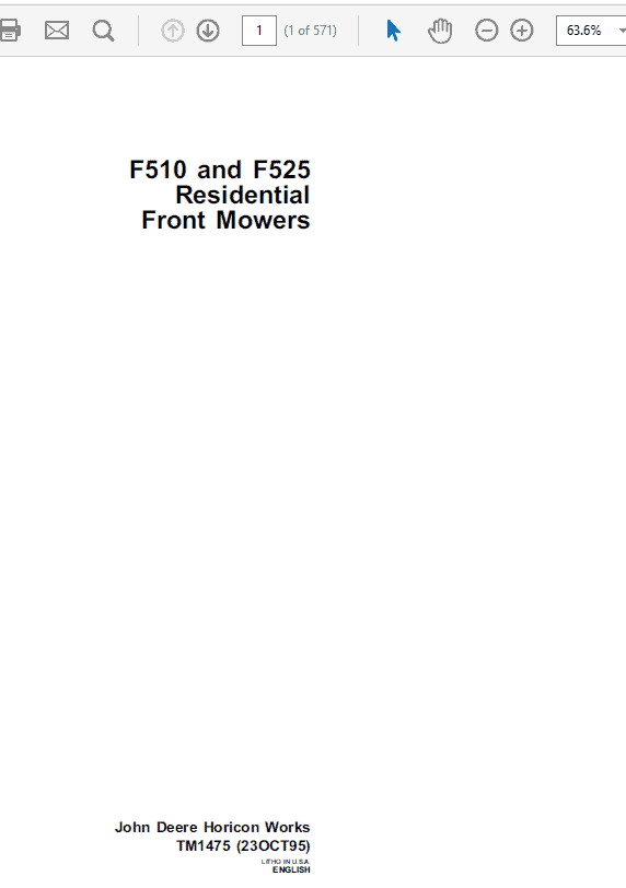 John Deere F510, F525 Front Mowers Technical Manual