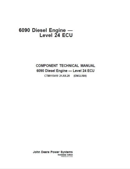 John Deere 6090 Diesel Engine Level 24 ECU Component Technical Manual