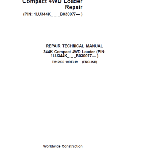 John Deere 344K Loader Repair Technical Manual