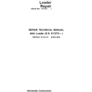 John Deere 444J Loader Repair Technical Manual