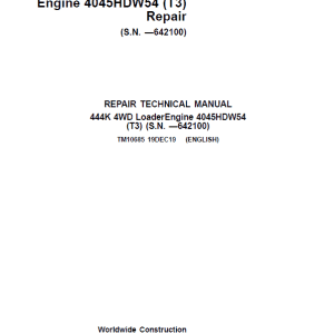 John Deere 444K 4WD Loader Engine 4045HDW54 (T3) Technical Manual