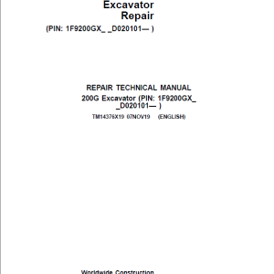 John Deere 200G Excavator Repair Service Manual