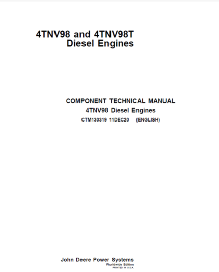 John Deere 4TNV98, 4TNV98T Diesel Engines Repair Manual