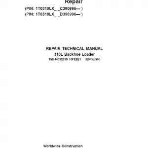 John Deere 310L Backhoe Loader Repair Service Manual SN