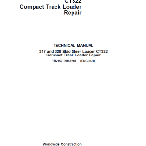 John Deere CT322 Compact Loader Repair Technical Manual