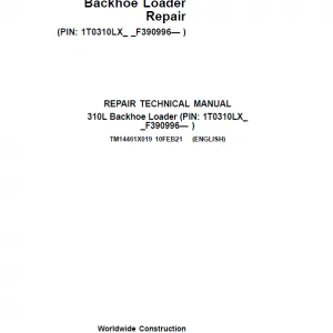 John Deere 310L Backhoe Loader Repair Services Manual SN