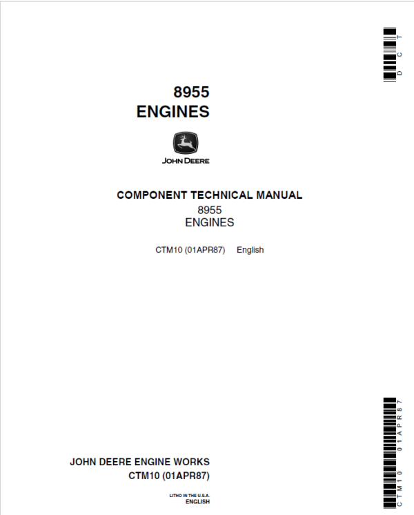 John Deere 8955 Engines Service Repair Manual