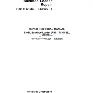 John Deere 310SL Backhoe Loader Repair Service Manual John Deere 310SL Backhoe Loader Repair Service Manual