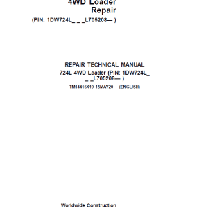 John Deere 724L 4WD Loader Repair Technical Manual