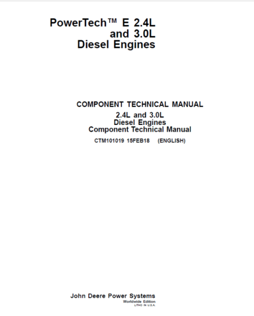 John Deere PowerTech E 2.4L, 3.0L Diesel Engines Repair Manual