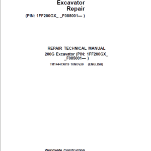 John Deere 200G Excavator Repair Service Manual