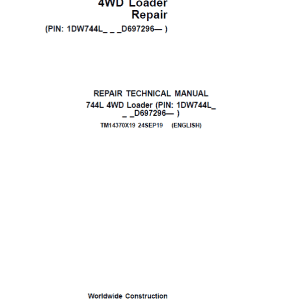 John Deere 744L 4WD Loader Repair Technical Manual