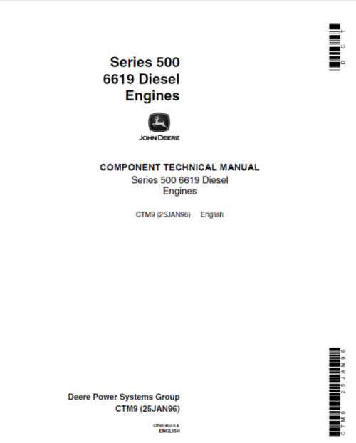 John Deere Series 500, 6619 Diesel Engines Service Repair Manual