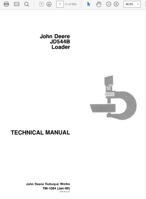 John Deere 544B Loader Repair Technical Manual