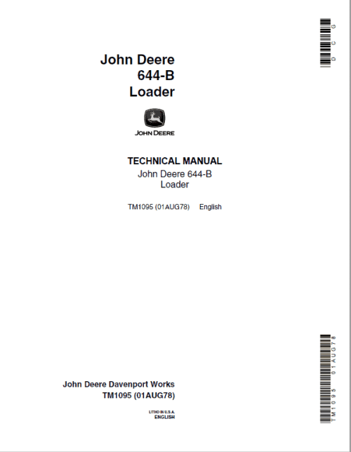 John Deere 644B Loader Repair Technical Manual