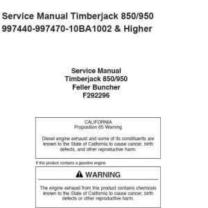 Timberjack 850, 950 Feller Bunchers Repair Manual