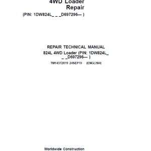 John Deere 824L 4WD Loader Repair Technical Manual