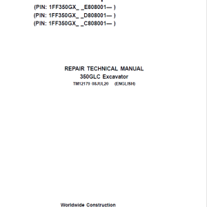 John Deere 350GLC Excavator Service Manual