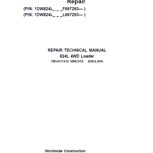 John Deere 824L 4WD Loader Repair Service Manual