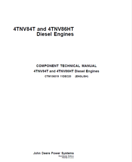 John Deere 4TNV84T and 4TNV86HT Diesel Engines Repair Manual