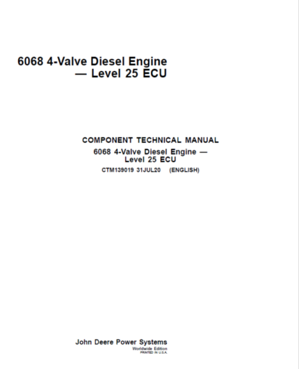 John Deere 6068 4-Valve Diesel Engine – Level 25 ECU Repair Manual