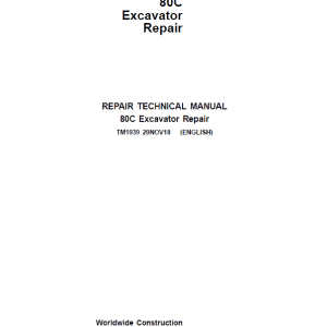 John Deere 80C Excavator Repair Service Manual