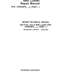 John Deere 544 P-Tier, Gen-A 4WD Loader Repair Technical Manual