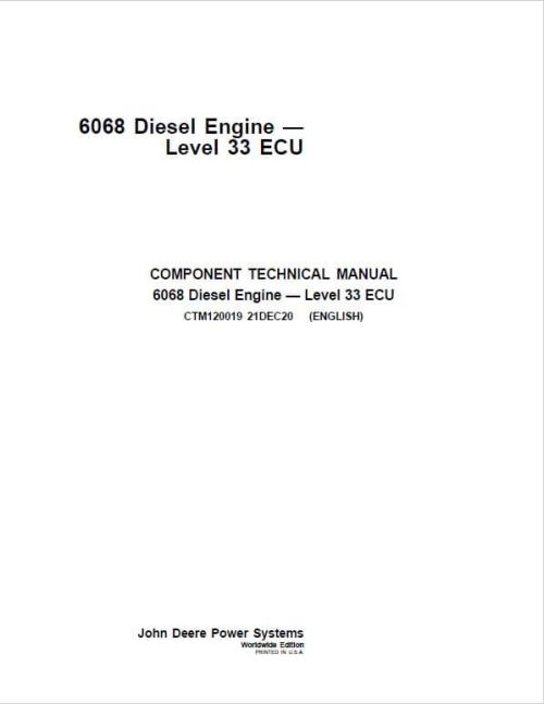 John Deere 6068 Diesel Engine Level 33 ECU Service Repair Manual