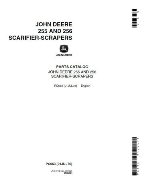 1-4-600x776 John Deere 255, 256 Attachments (255 Scarifier-Scrapers YR 1960 – 1962) Parts Catalog Manual