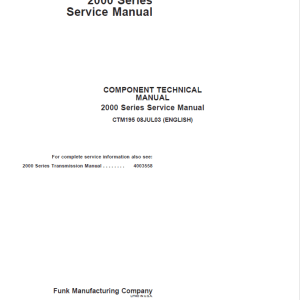 John Deere 2000 Series Transmission Repair Manual