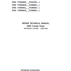 John Deere 950K Crawler Dozer Repair Services Manual