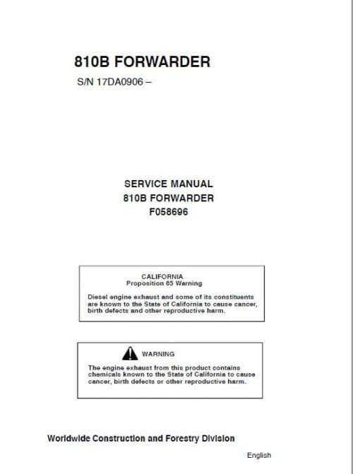 Timberjack 810B Forwarder Service Repair Manual