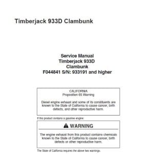 Timberjack 933D Clambunk Service Repair Manual
