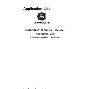 John Deere Application List Information about the Engine Manuals John Deere Application List Information about the Engine Manuals