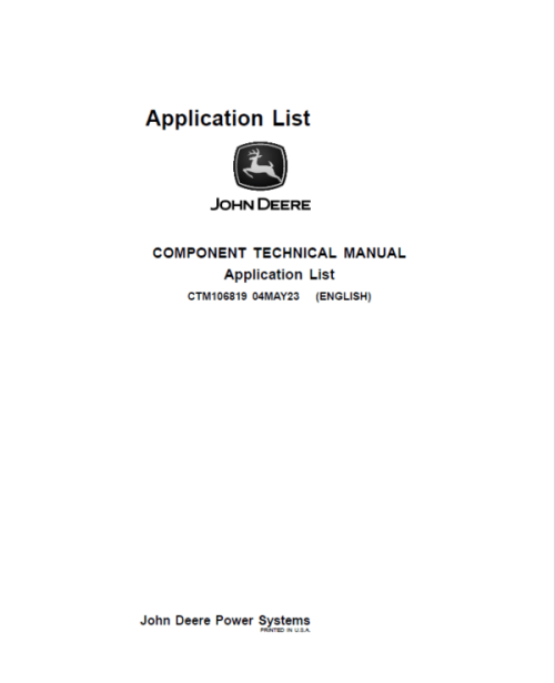John Deere Application List Information about the Engine Manuals