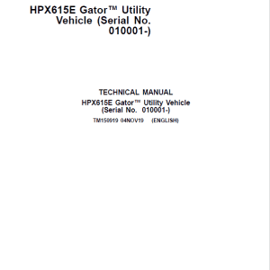 John Deere HPX615E Gator Utility Vehicles Repair Service Manual