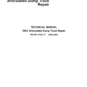 John Deere 300C Articulated Dump Truck Repair Service Manual