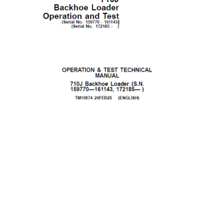 John Deere 710J Backhoe Loader Services Manual