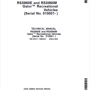 John Deere RSX860E, RSX860M Gator Recreational Vehicles Repair Manual