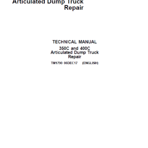 John Deere 350C, 400C Articulated Dump Truck Repair Service Manual