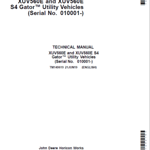 John Deere XUV560E, XUV560E S4 Gator Utility Vehicles Repair Manual