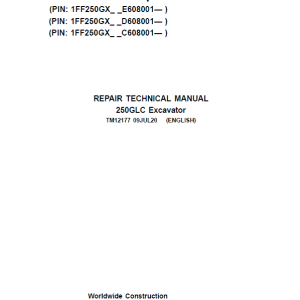 John Deere 250GLC Excavator Service Manual