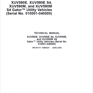 John Deere XUV590M, XUV590M S4 Gator Utility Vehicles Repair Manual