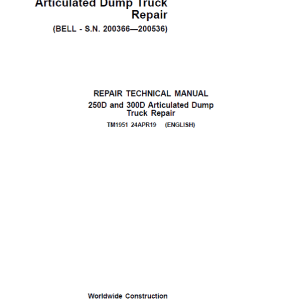 John Deere 250D, 300D Articulated Dump Truck Technical Service Manual - TM1951