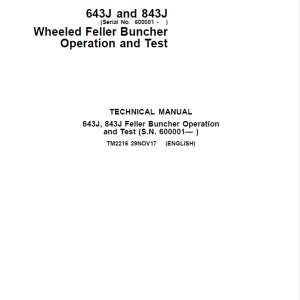 John Deere 643J, 843J Feller Buncher Service Repair Manual