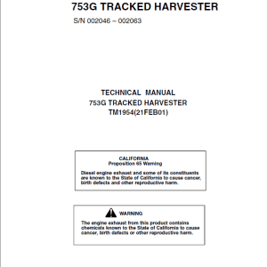 John Deere 753G Tracked Harvester Repair Service Manual