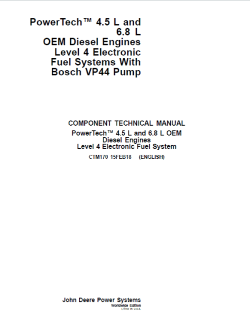 John Deere PowerTech 4.5L, 6.8L Diesel Engine Technical Manual