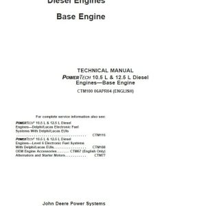 John Deere PowerTech 10.5L, 12.5L Base Engine Service Repair Manual