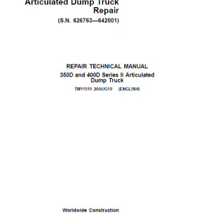 John Deere 350D, 400D Series 2 Dump Truck Service Manual