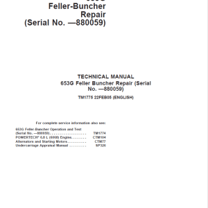 John Deere 653G Feller Buncher Service Repair Manual